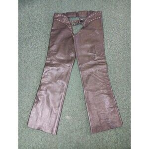 First Classics Leather Biker Chaps Women's Size XL Black Leg Zips Adjustable EUC